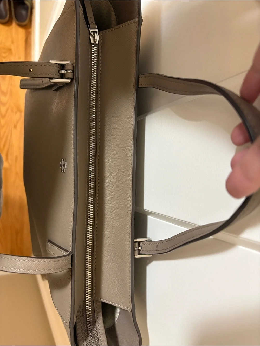 Tory Burch Taupe Saffiano Leather Tote